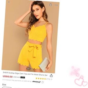 SHEIN | Scalloped Tank + Short Set | NWOT